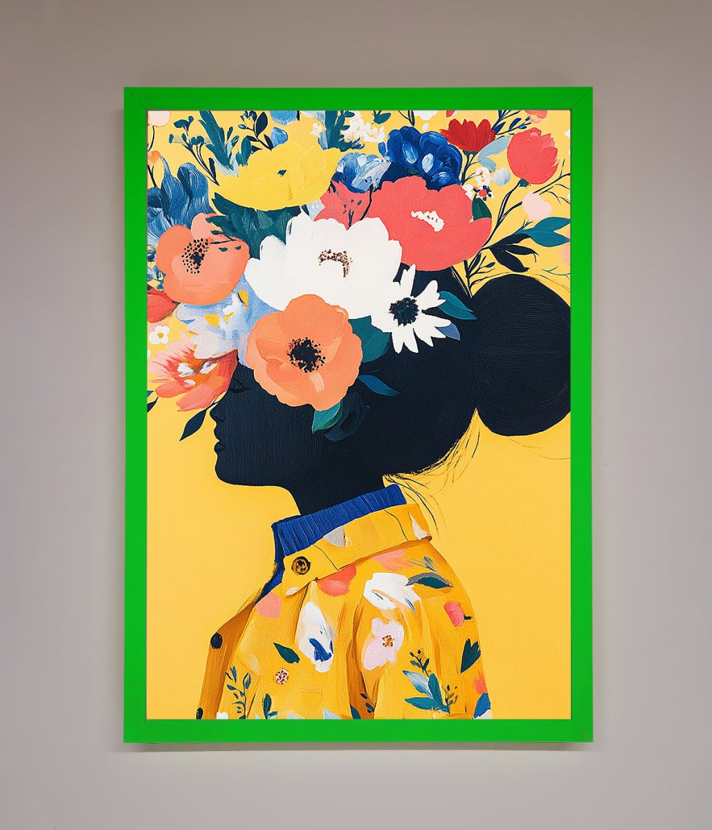 Floral Explosion Yellow Framed Print - Zestio