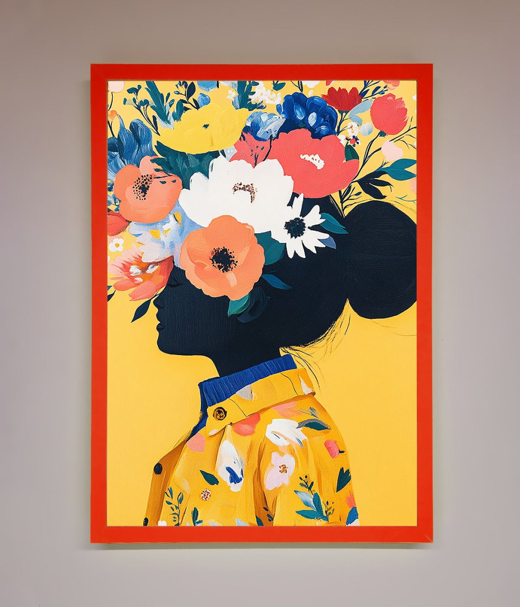 Floral Explosion Yellow Framed Print - Zestio
