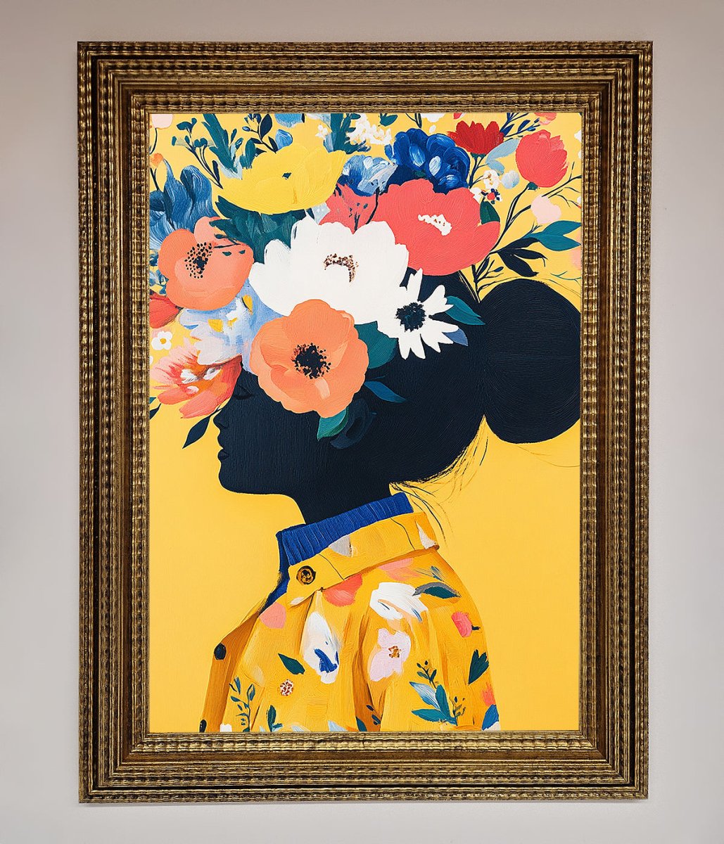 Floral Explosion Yellow Framed Print - Zestio