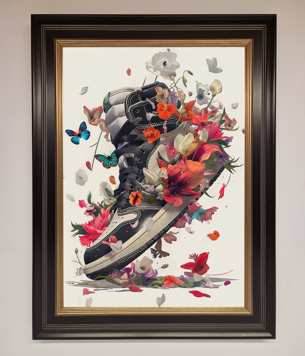 Floral Sneakers Framed Print - Zestio