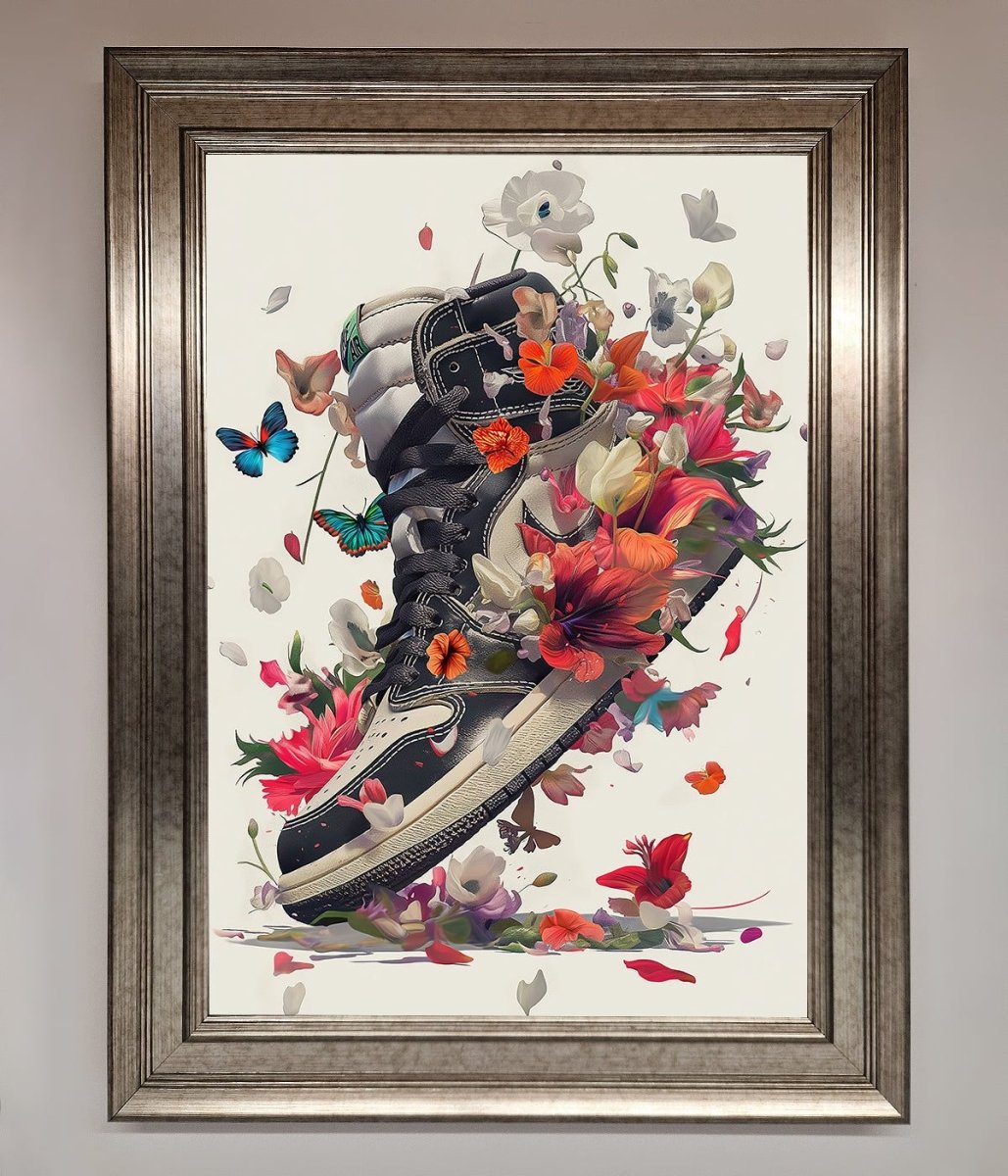 Floral Sneakers Framed Print - Zestio