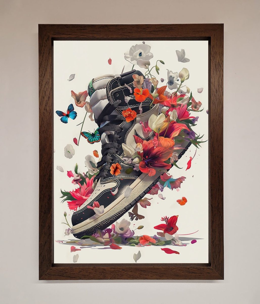 Floral Sneakers Framed Print - Zestio