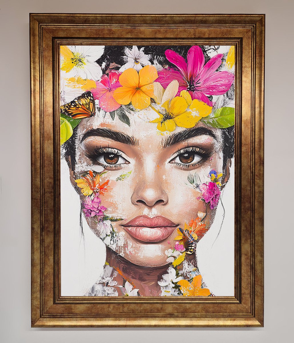 Floral Woman Face Framed Print - Zestio