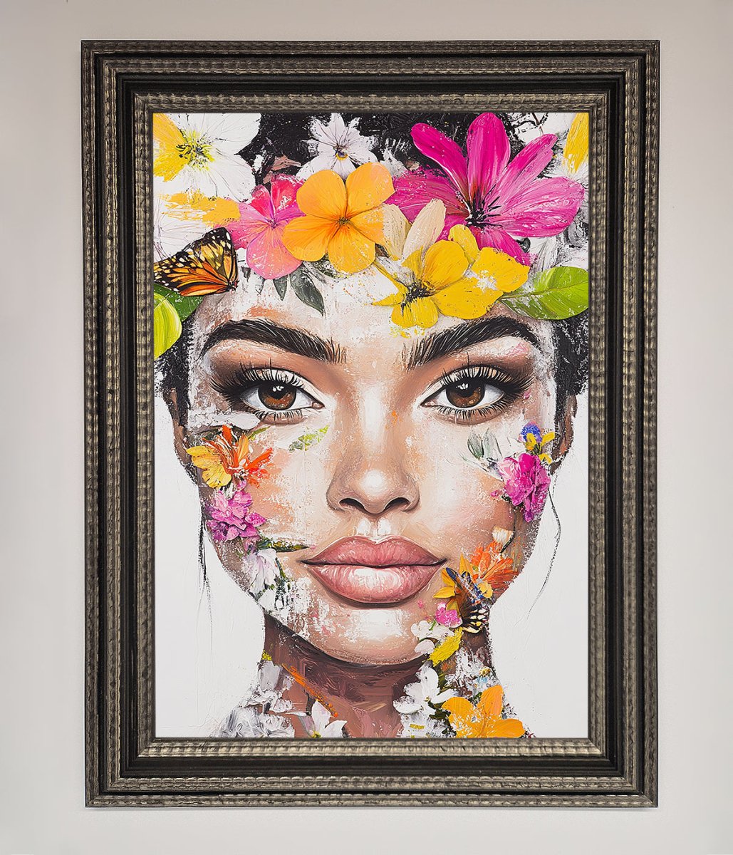 Floral Woman Face Framed Print - Zestio