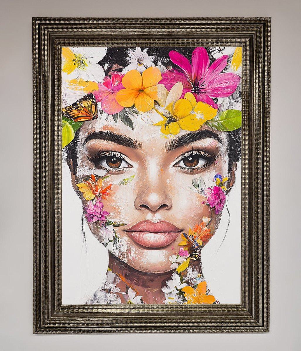 Floral Woman Face Framed Print - Zestio