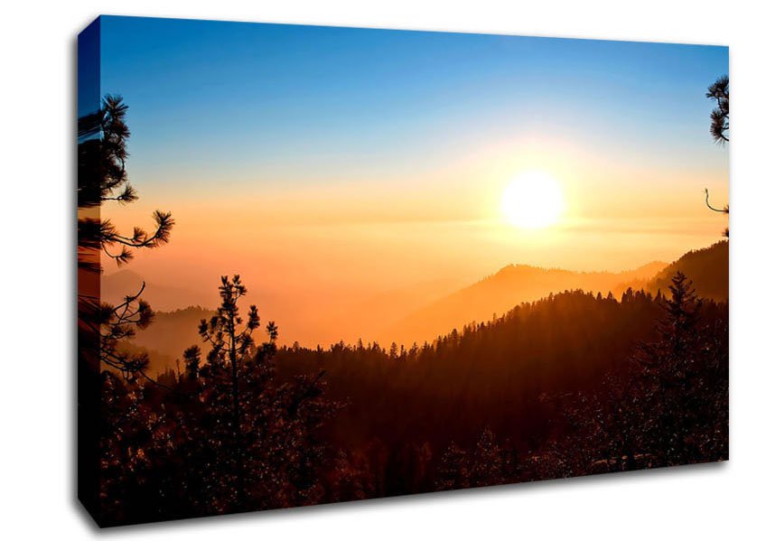 Foggy Sunset Canvas Wall Art - Zestio