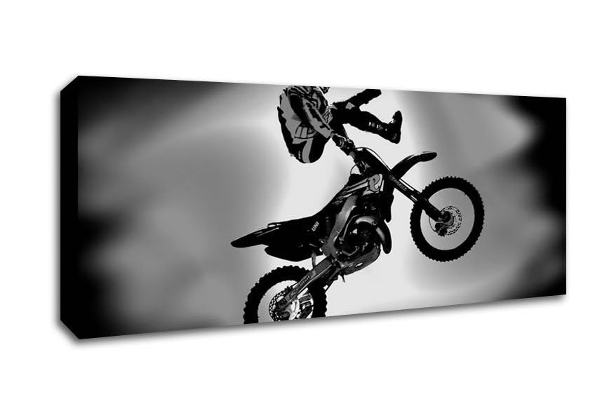 Free Style Motorcross B n W Canvas Wall Art - Zestio