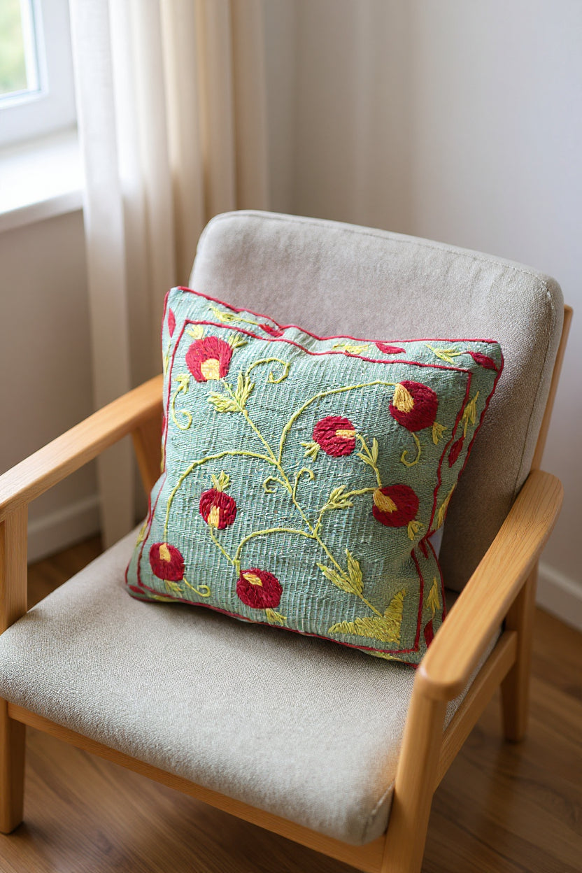 Suzani Hand Embroidered Cushion Cover - 45 x 45 cm