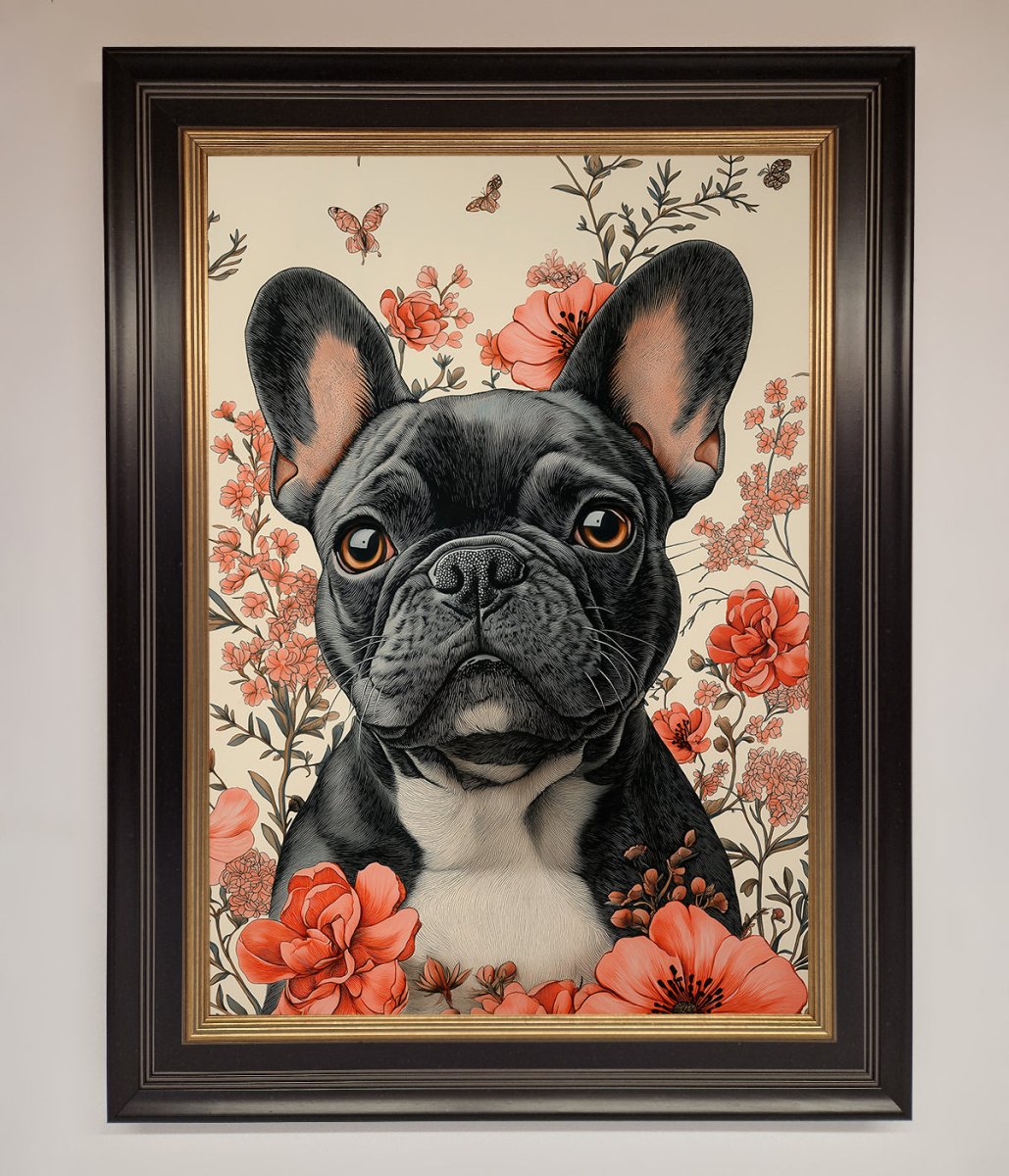 French Bulldog In Flowers Framed Print - Zestio