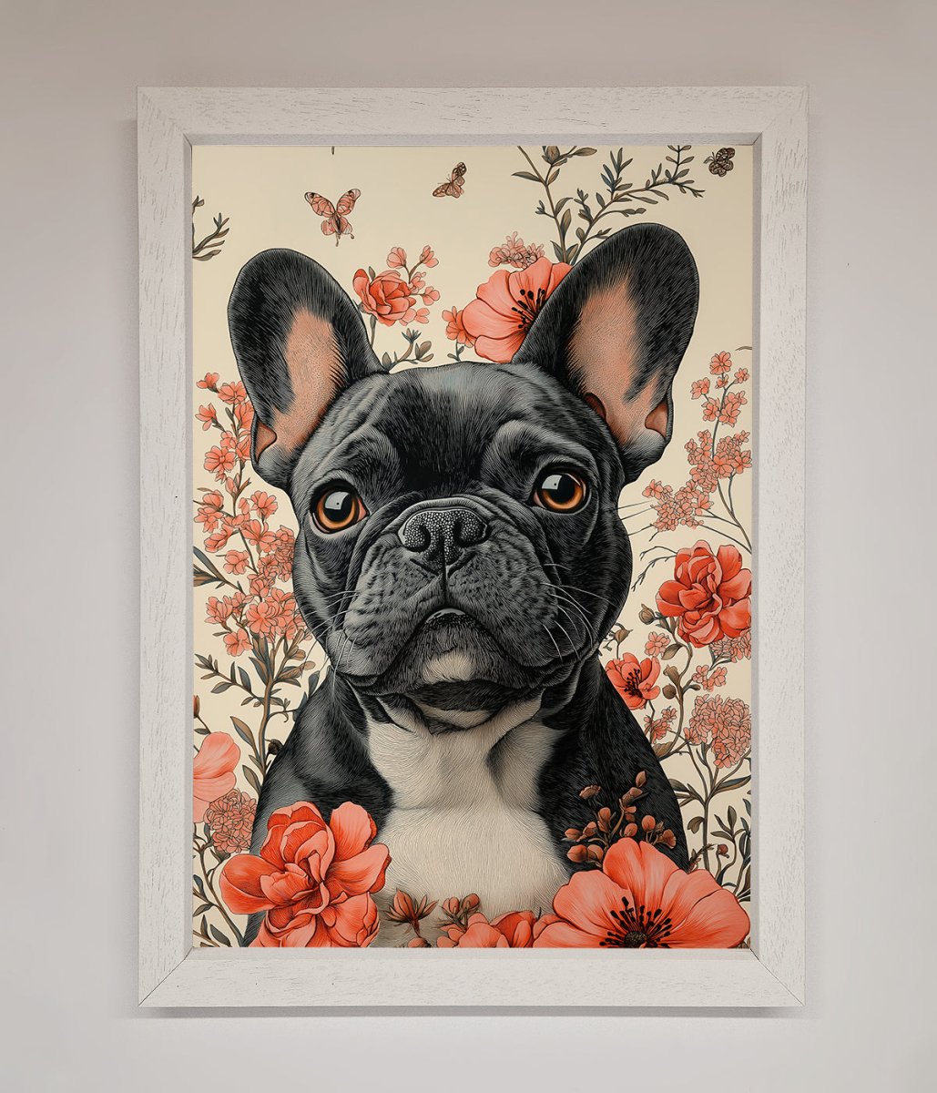 French Bulldog In Flowers Framed Print - Zestio