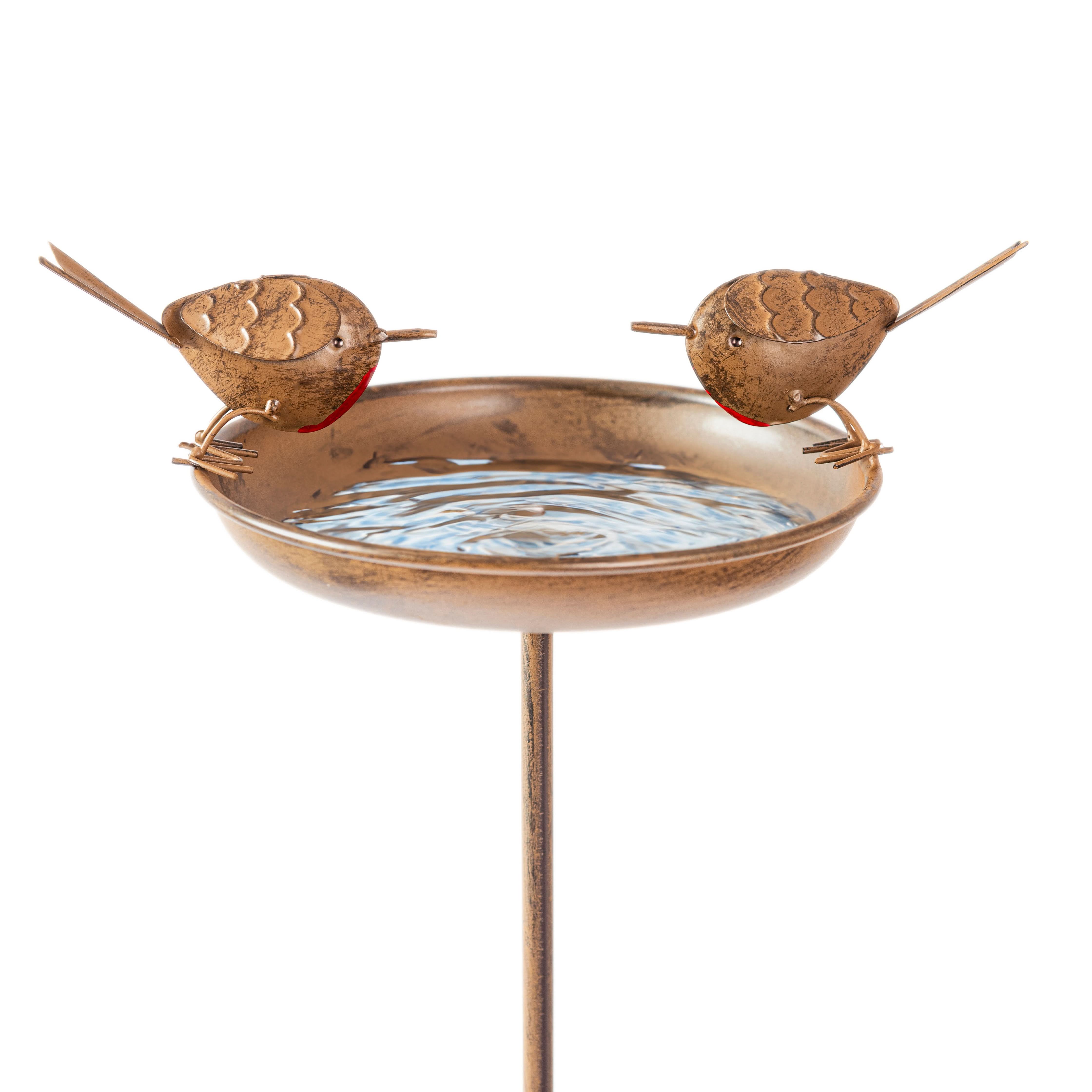 Robin Bird Bath & Feeder Stake for Garden Birds, Outdoor Wildlife & Patio Decor