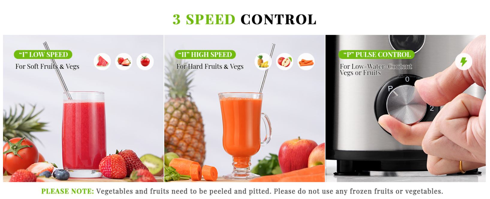 Juicer Machine 800W 3 Speed Control Stainless Steel Extractor SHARDOR