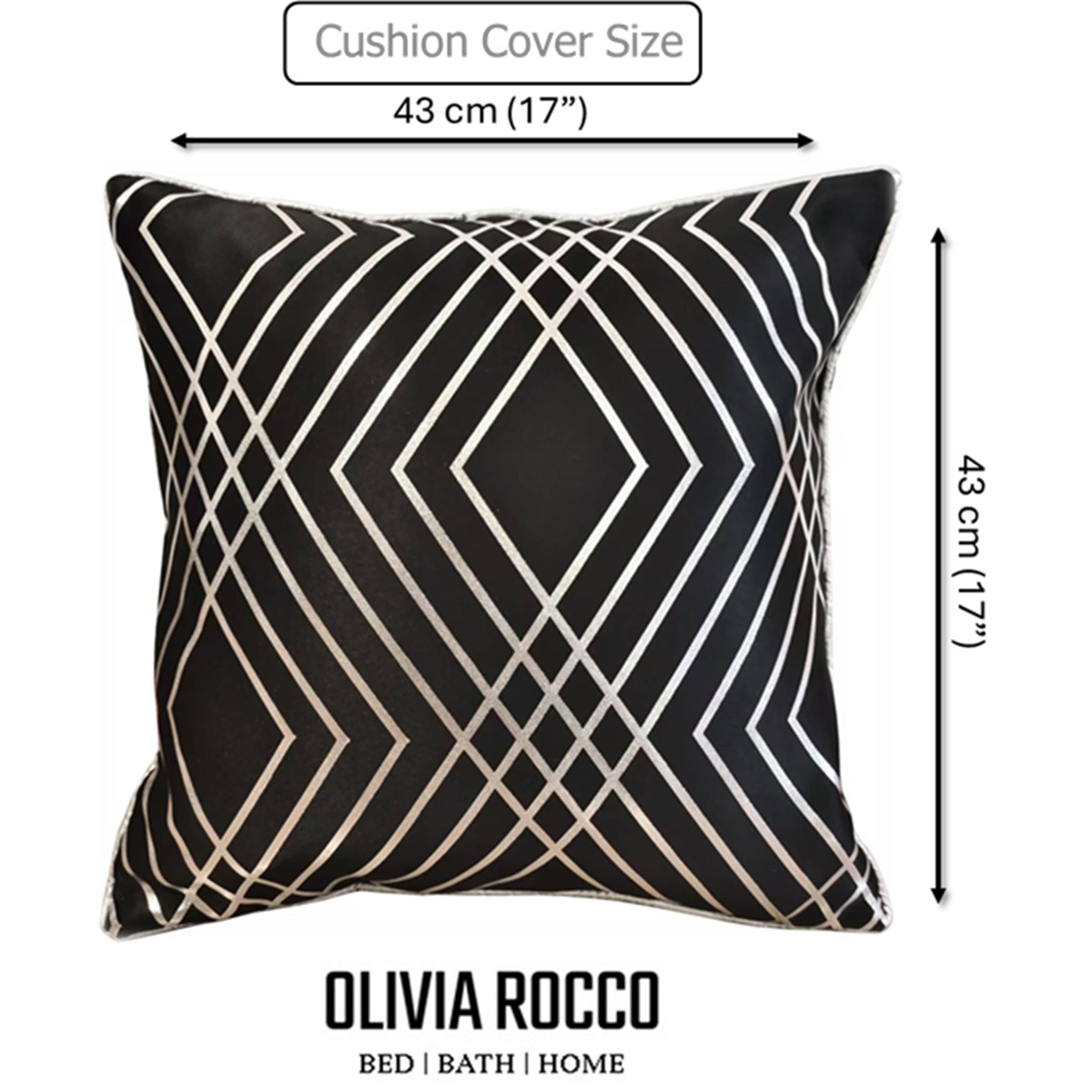 OLIVIA ROCCO Geo Sparkle Cushion Covers 2 Pack Geometric Decorative Pillow Cases Black With Metallic Foil Accent for Sofa Bed Chair Lounge