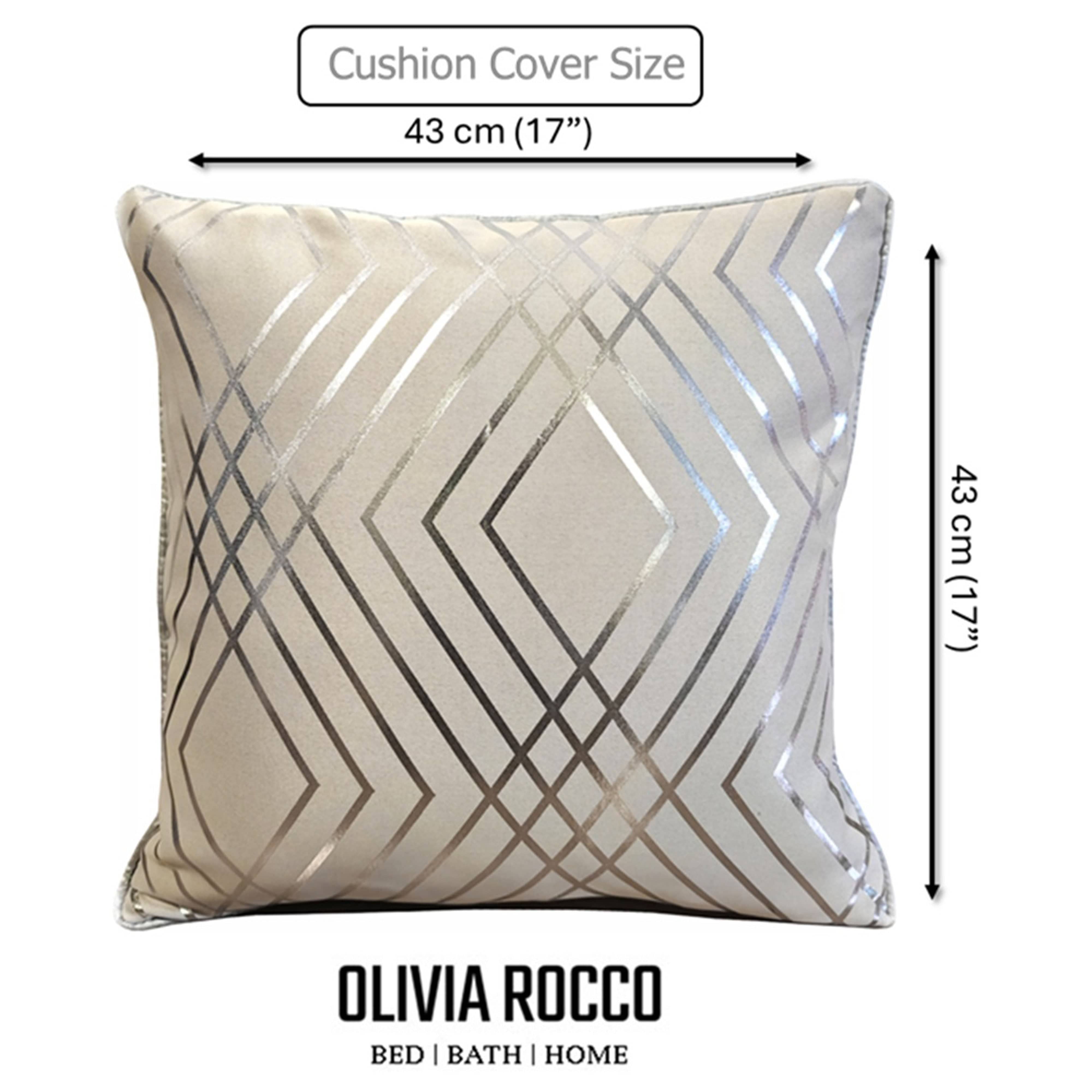 OLIVIA ROCCO Geo Sparkle Cushion Covers 2 Pack Natural For Sofa Bed Chair Lounge Geometric Design Metallic Foil Print Decorative Home Accents