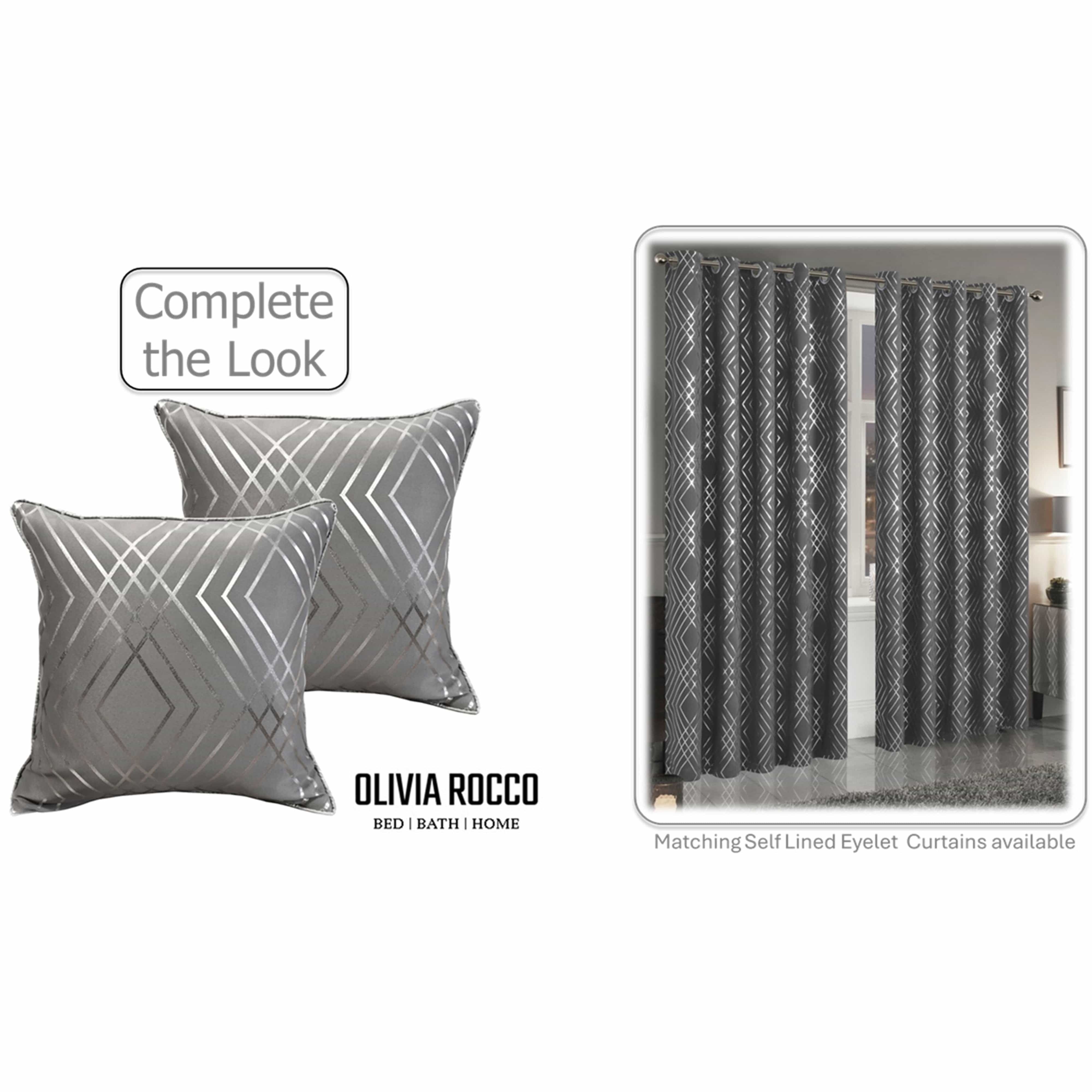OLIVIA ROCCO Geo Sparkle Cushion Covers 2 Pack, Geometric Silver Cushion Covers For Sofa, Bed, Chair And Lounge, Premium Decorative Accents
