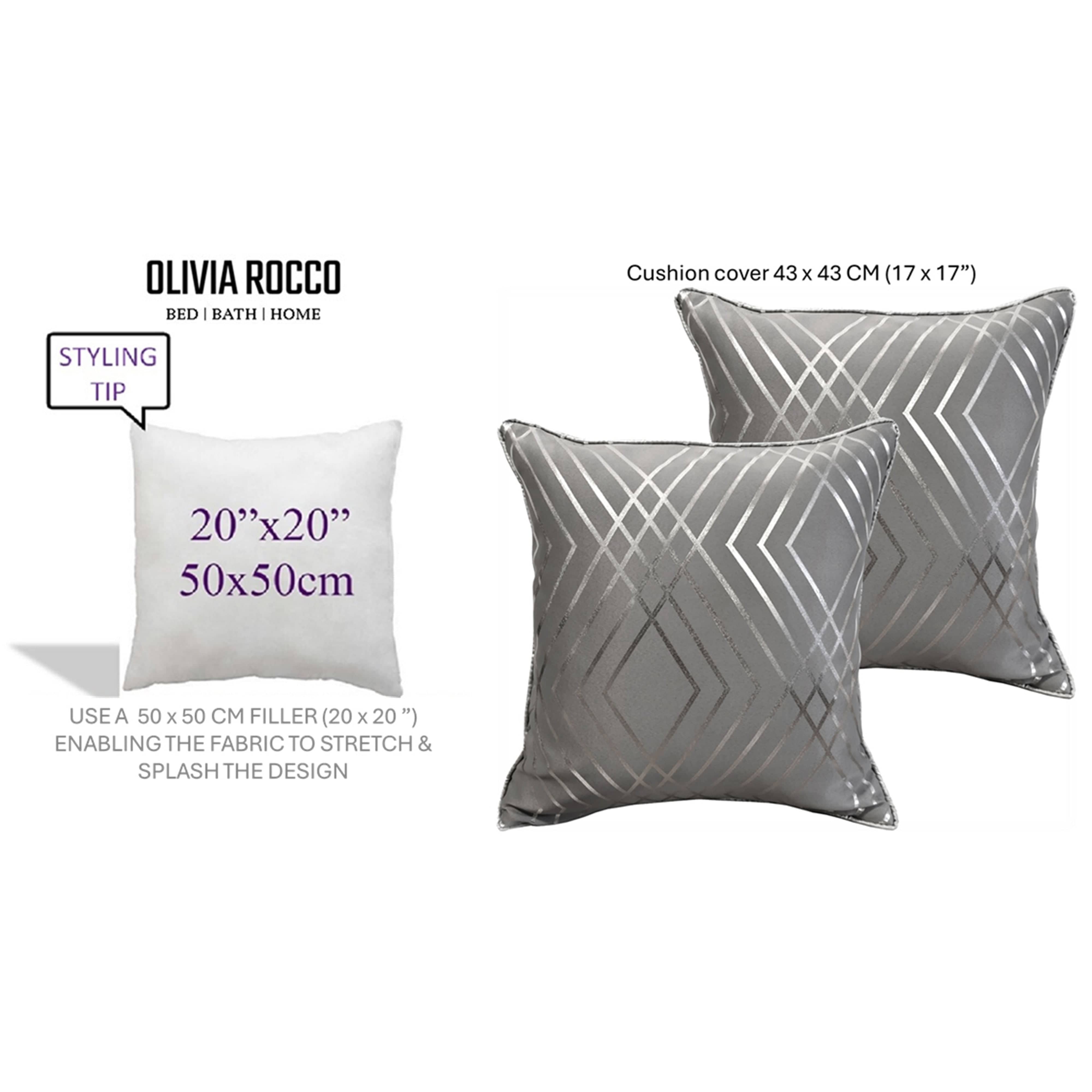 OLIVIA ROCCO Geo Sparkle Cushion Covers 2 Pack, Geometric Silver Cushion Covers For Sofa, Bed, Chair And Lounge, Premium Decorative Accents