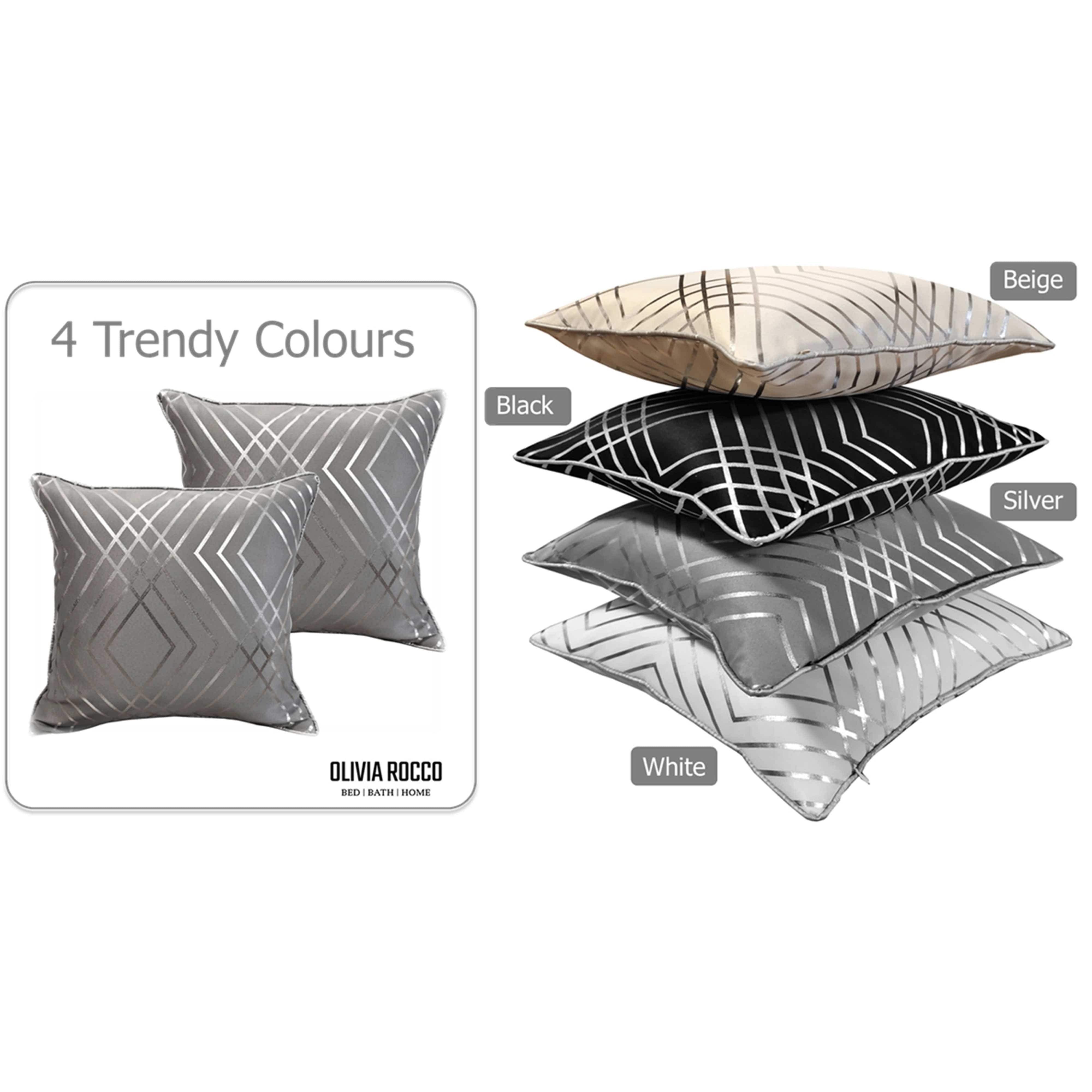 OLIVIA ROCCO Geo Sparkle Cushion Covers 2 Pack, Geometric Silver Cushion Covers For Sofa, Bed, Chair And Lounge, Premium Decorative Accents