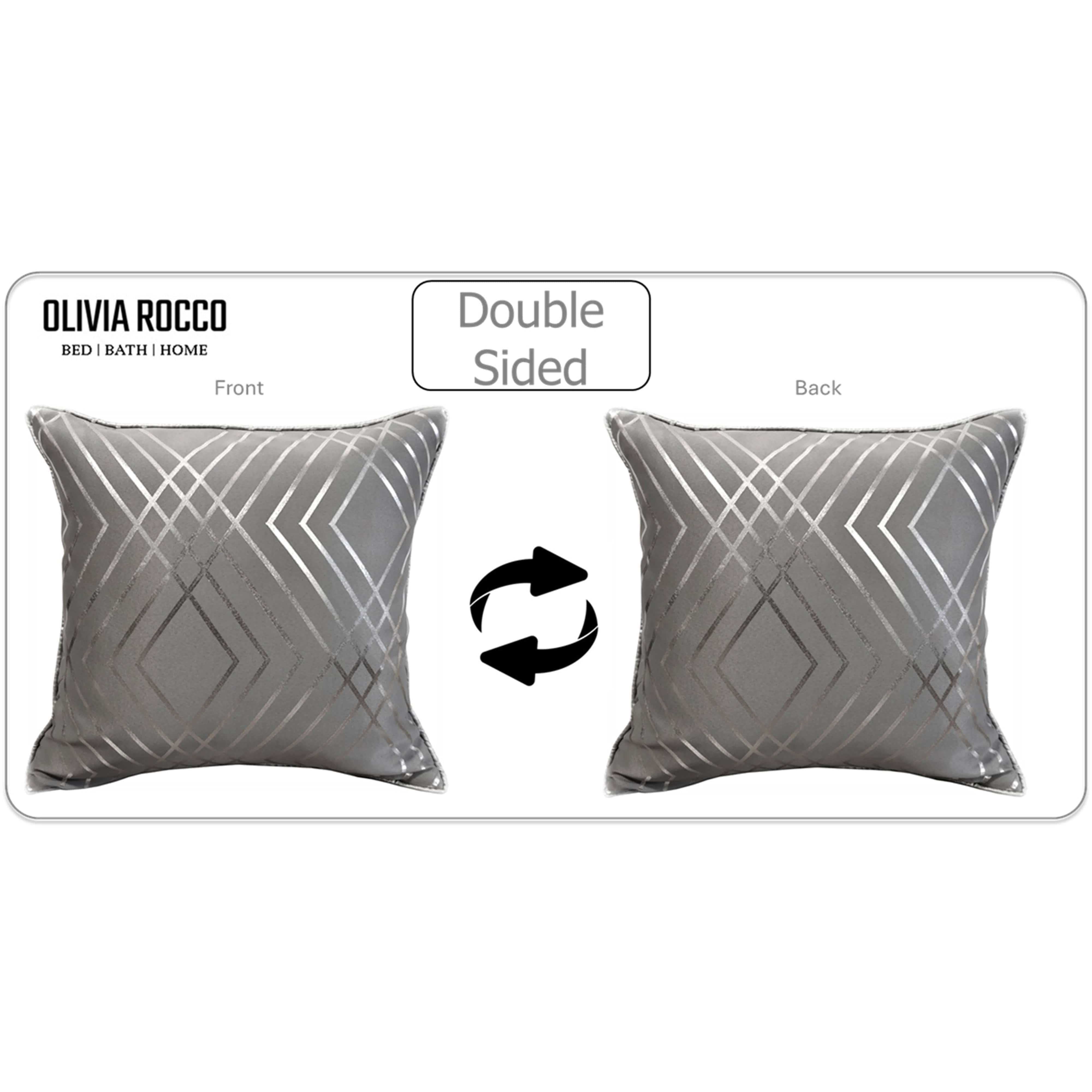 OLIVIA ROCCO Geo Sparkle Cushion Covers 2 Pack, Geometric Silver Cushion Covers For Sofa, Bed, Chair And Lounge, Premium Decorative Accents