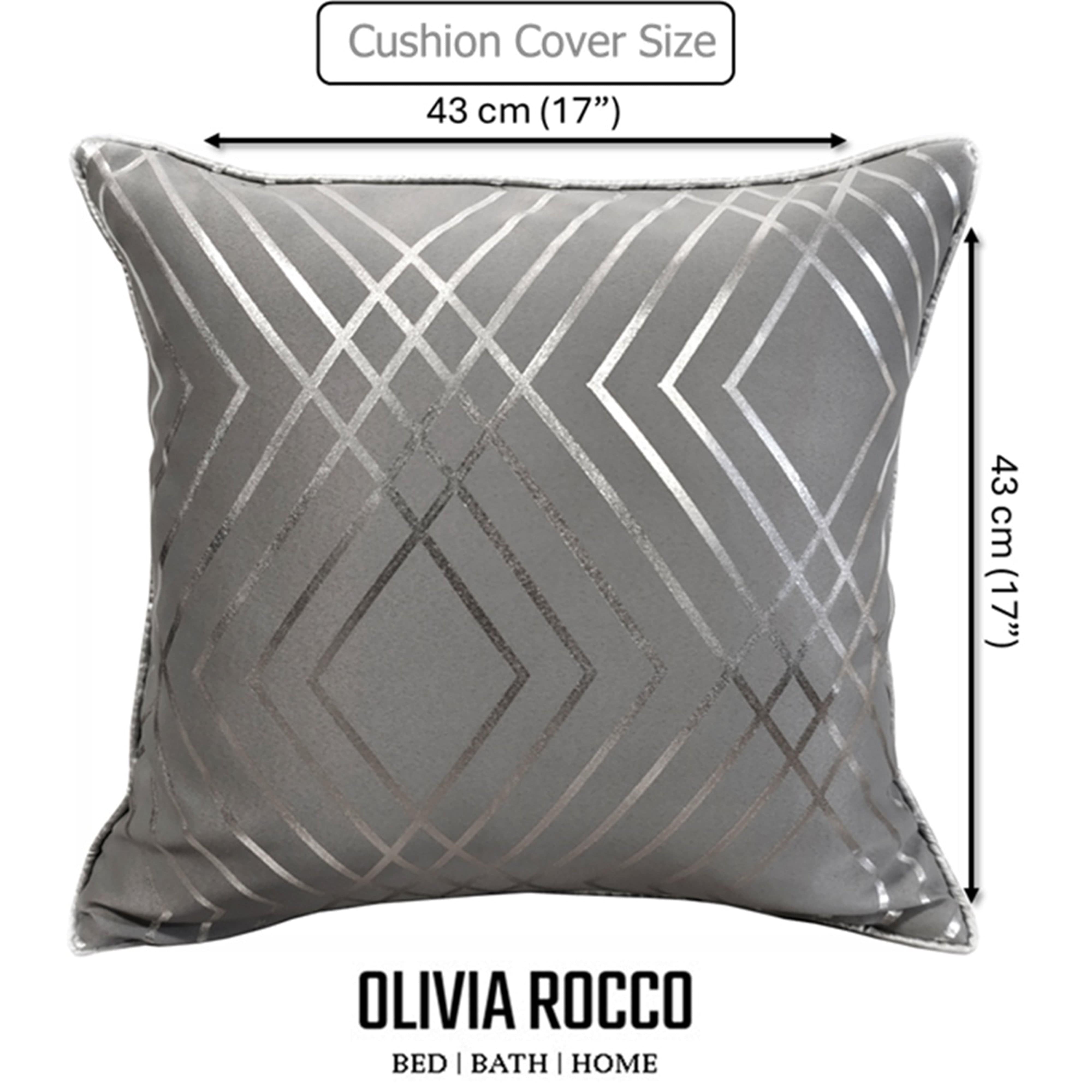 OLIVIA ROCCO Geo Sparkle Cushion Covers 2 Pack, Geometric Silver Cushion Covers For Sofa, Bed, Chair And Lounge, Premium Decorative Accents