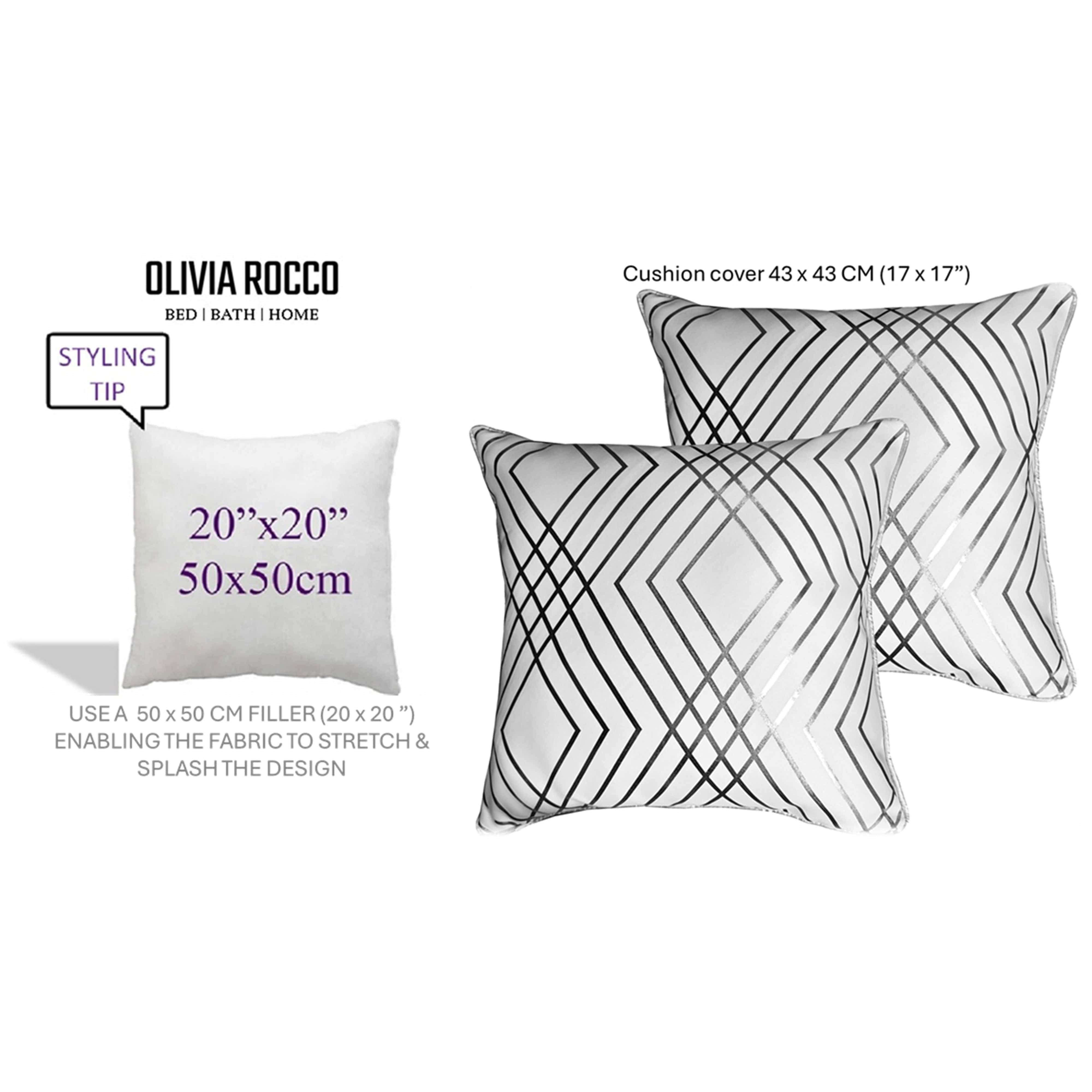 OLIVIA ROCCO Geo Sparkle Cushion Covers 2 Pack Geo White Decorative Pillow Cases For Sofa Bed Chair Lounge With Metallic Foil Detail