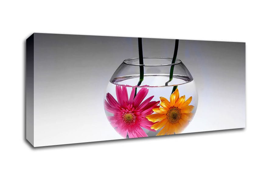 Gerbera Fishbowl B n W Canvas Wall Art - Zestio