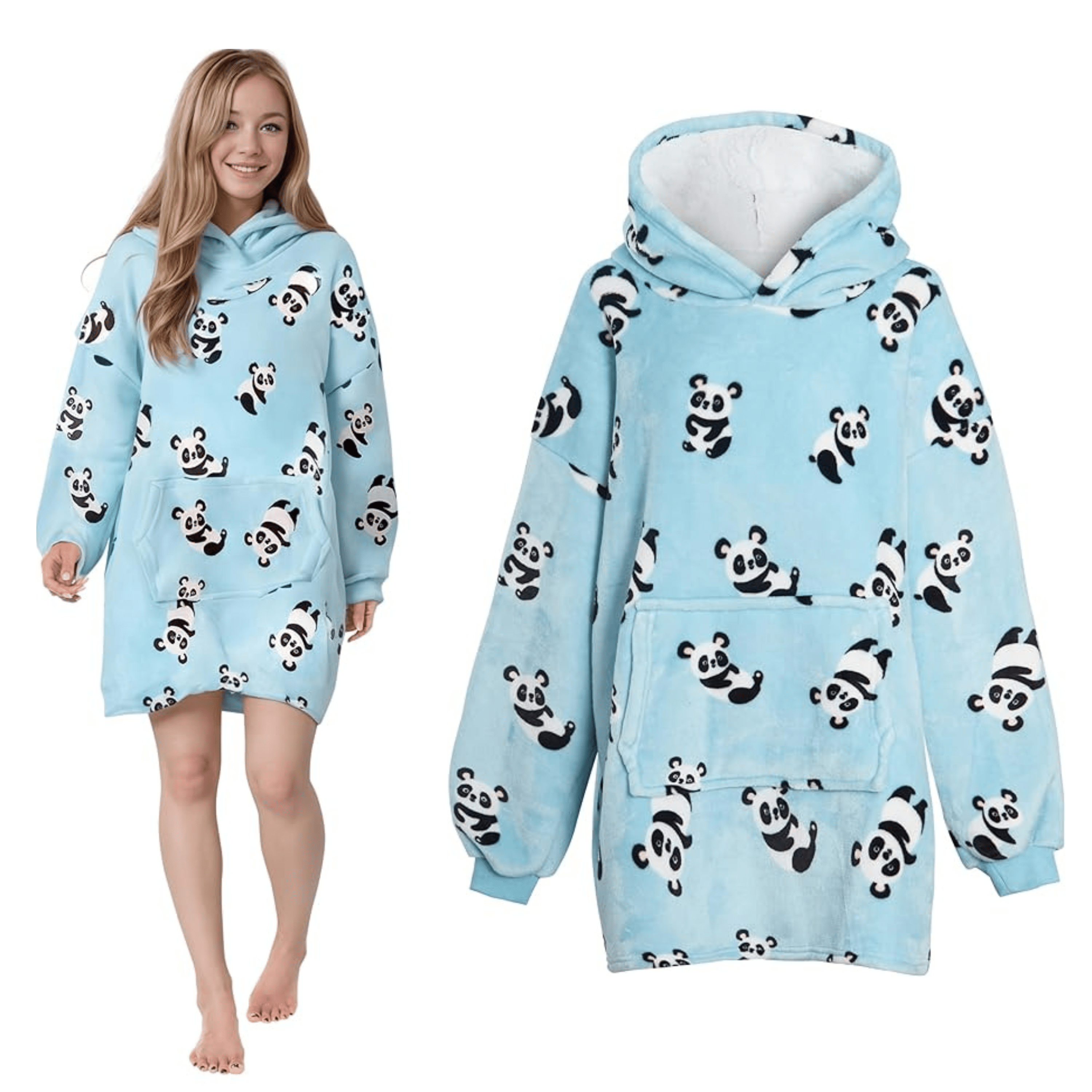 OLIVIA ROCCO Giant Oversized Panda Hooded Blanket Plush Fleece With Reversible Sherpa For Adults And Kids 6XL Hoodie Sweatshirt With Pockets