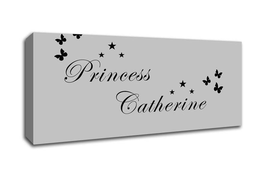 Girls Room Quote Your Own Name Princess Grey Canvas Wall Art - Zestio