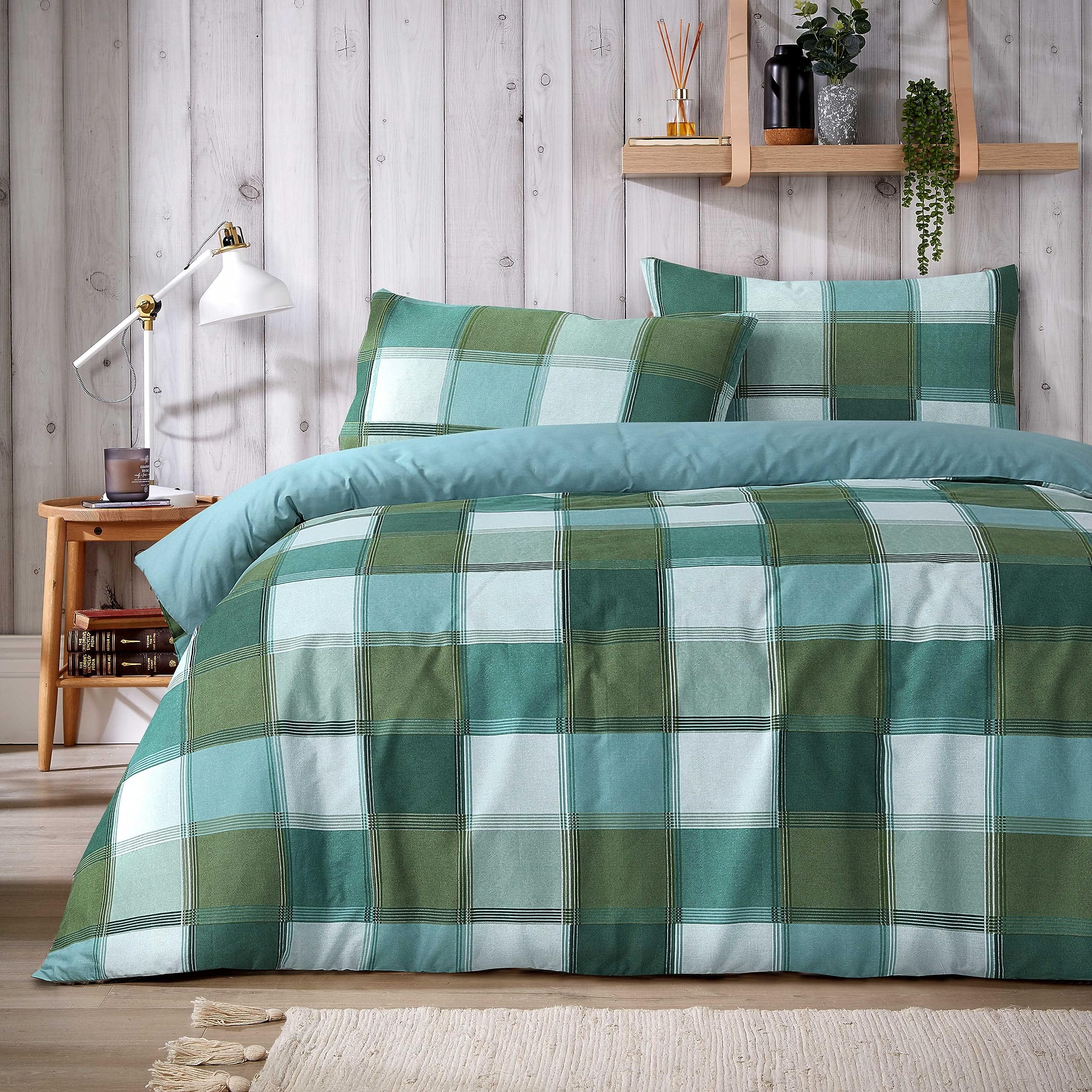 OLIVIA ROCCO Glencoe Check Duvet Cover Set Reversible Polycotton With Pillowcases Available in Single Double King Sizes In Stock