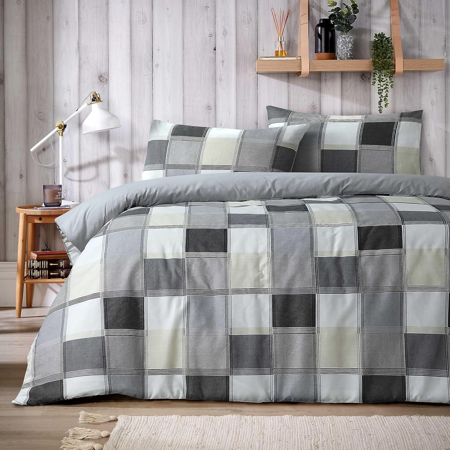 OLIVIA ROCCO Glencoe Check Duvet Cover Set Reversible Polycotton With Pillowcases Available in Single Double King Sizes In Stock
