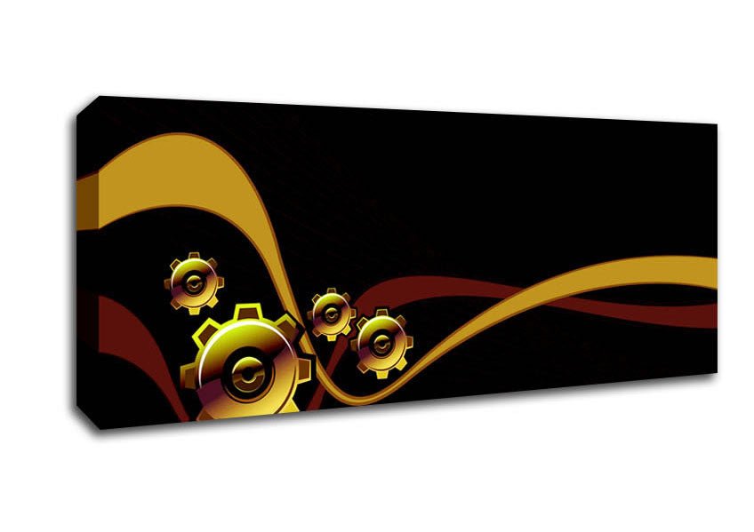 Gold Cogs Of Time Canvas Wall Art - Zestio