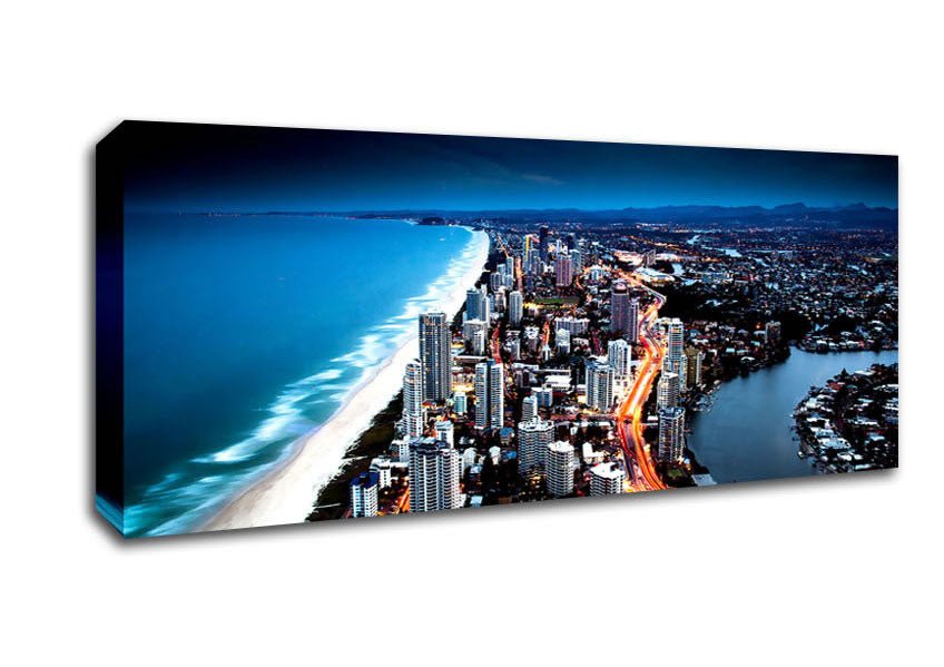Golden City Coast Canvas Wall Art - Zestio