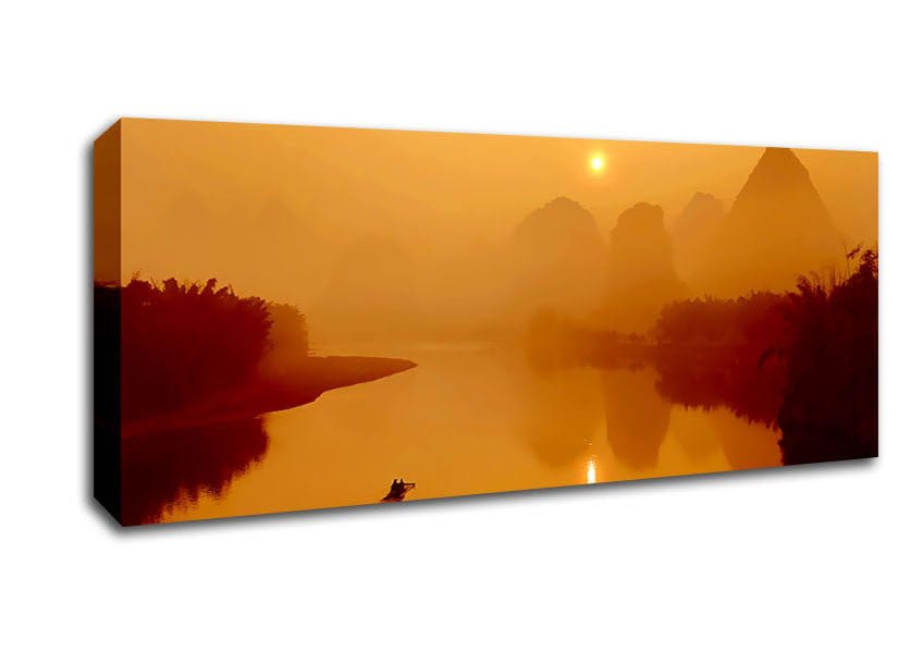 Golden Paradise Lake Canvas Wall Art - Zestio