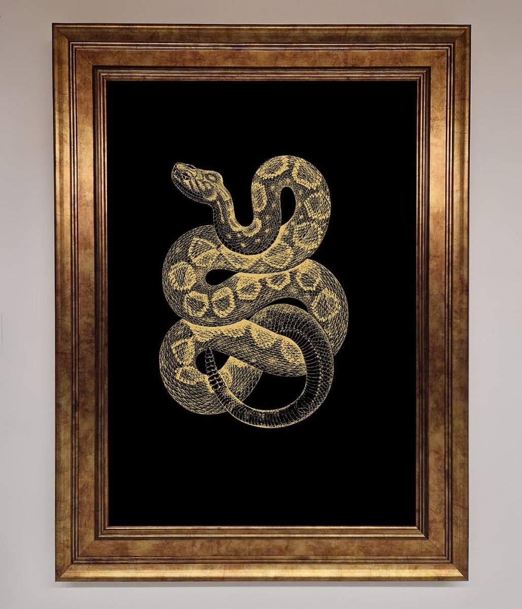 Golden Serpent Framed Wall Art - Zestio