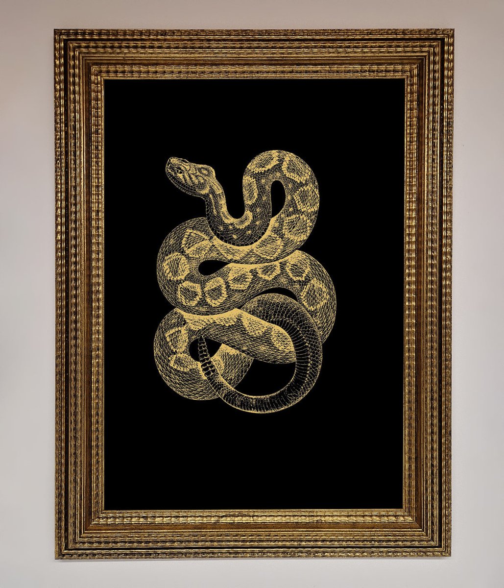 Golden Serpent Framed Wall Art - Zestio