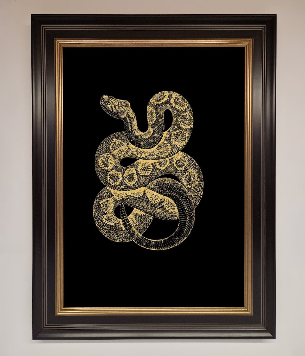 Golden Serpent Framed Wall Art - Zestio