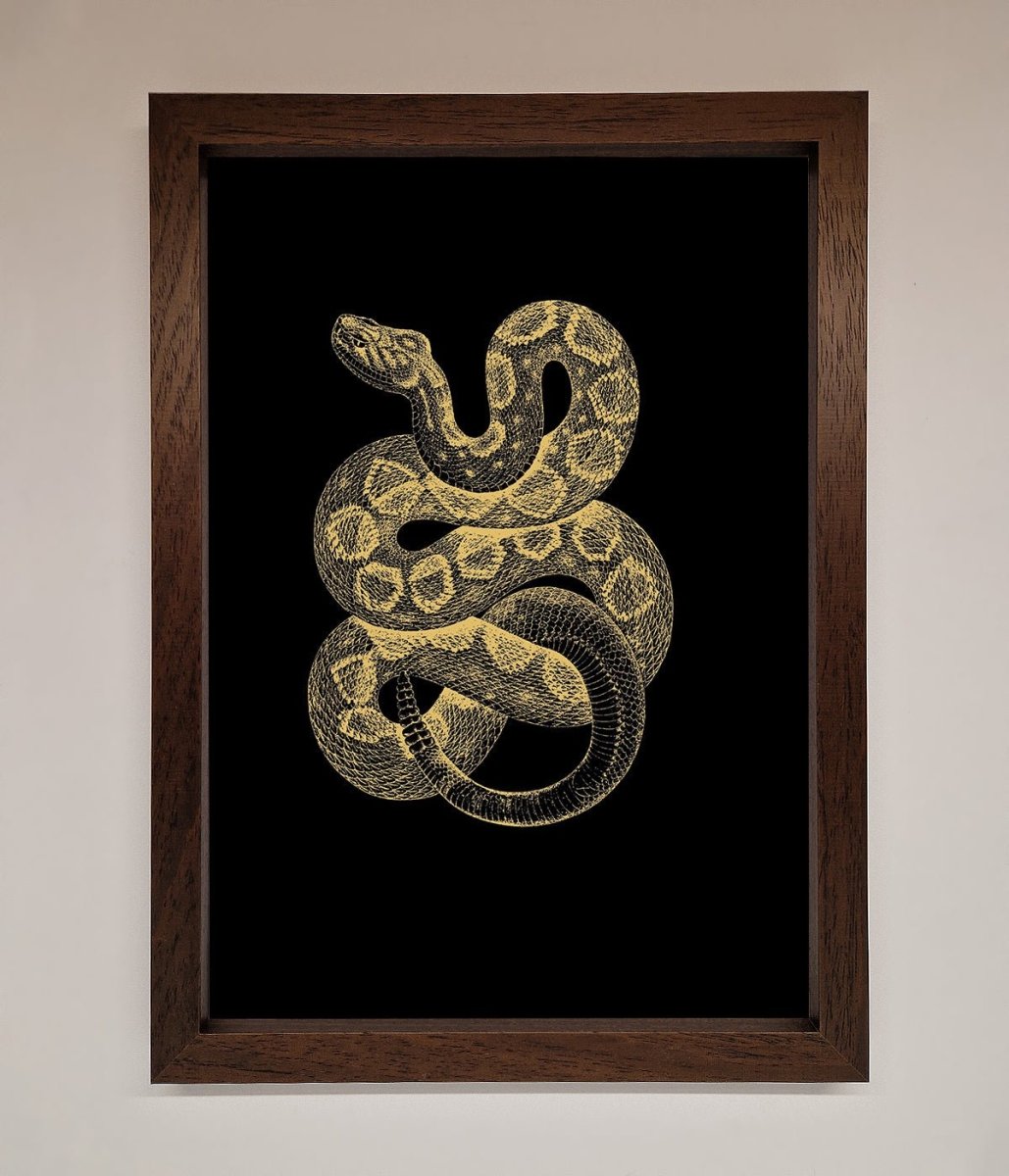 Golden Serpent Framed Wall Art - Zestio