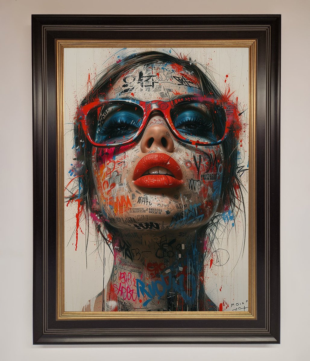Graffiti Lady Glasses Framed Wall Art - Zestio