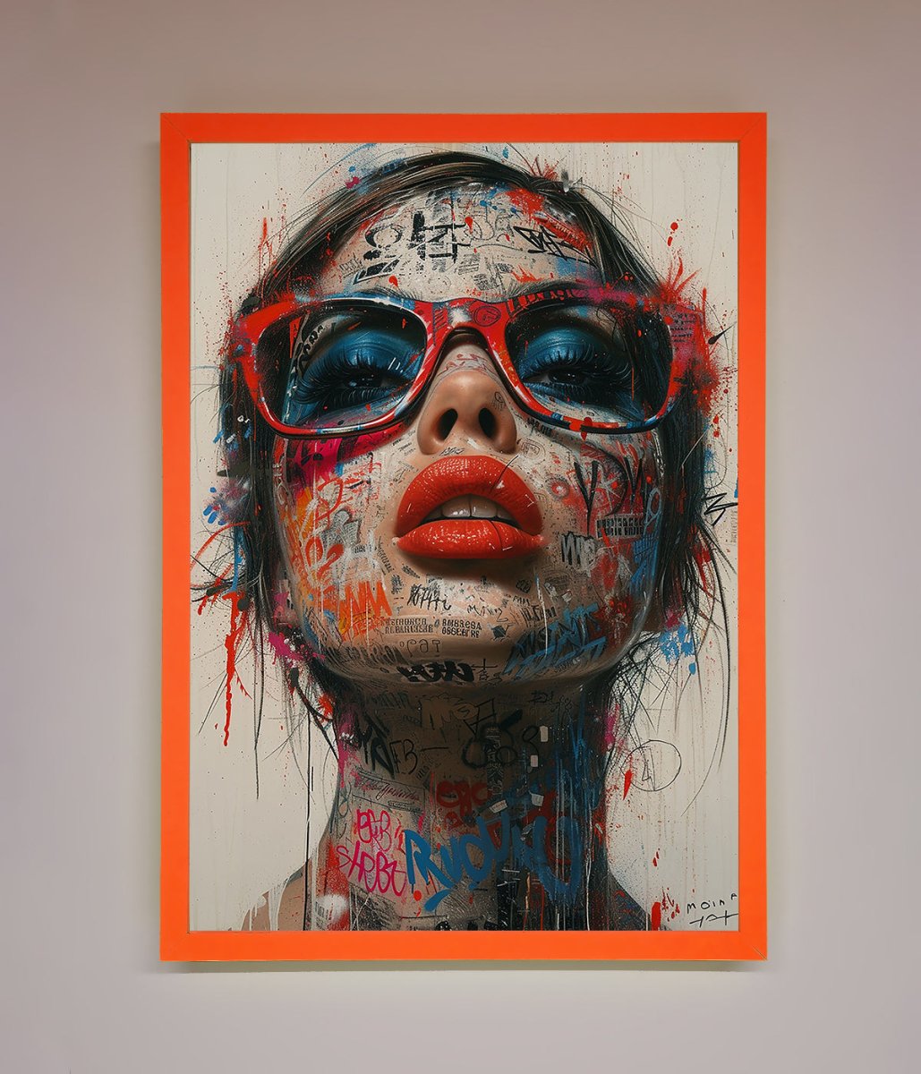 Graffiti Lady Glasses Framed Wall Art - Zestio