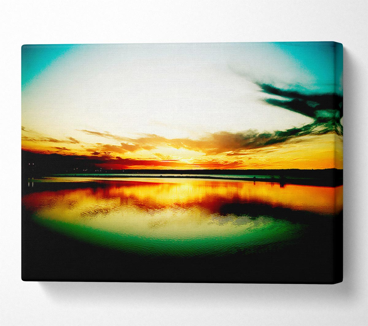 Green Ocean Sun Canvas Wall Art - Zestio