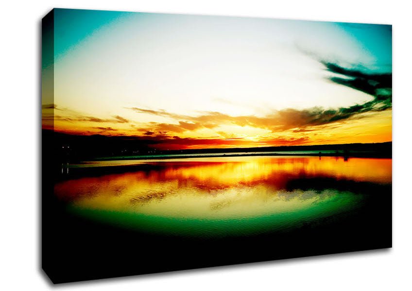 Green Ocean Sun Canvas Wall Art - Zestio