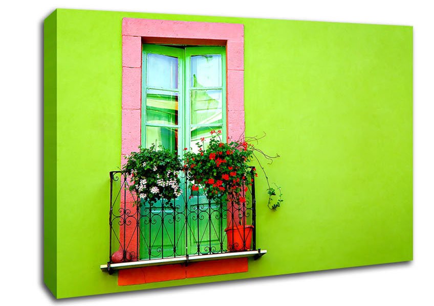 Green Wall Window Canvas Wall Art - Zestio