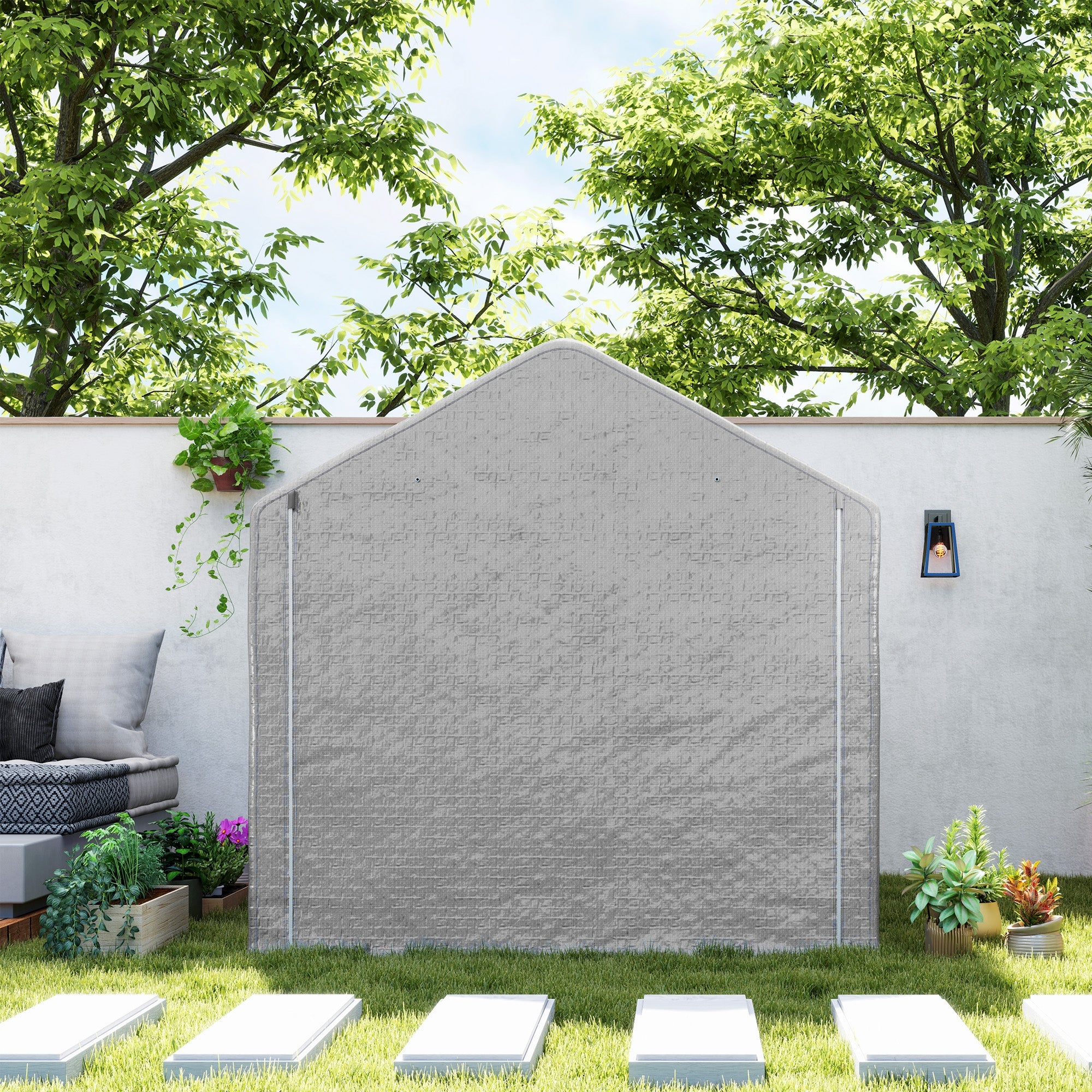Outsunny 6.5' x 6.5' x 6.5' Temporary Garden Shed Storage Tent, Grey