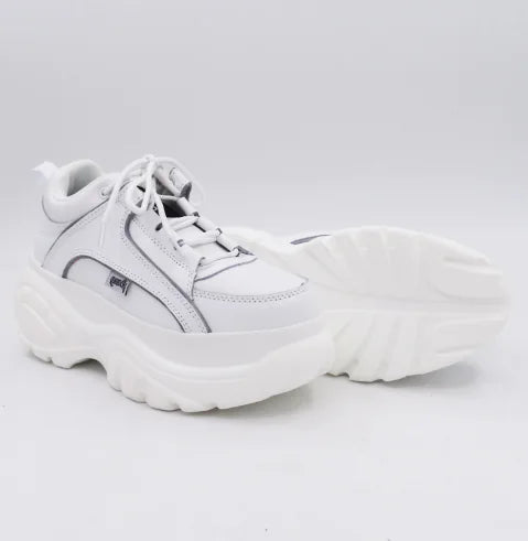 Heart - White Platform Sneaker Shoes with Thick Soles