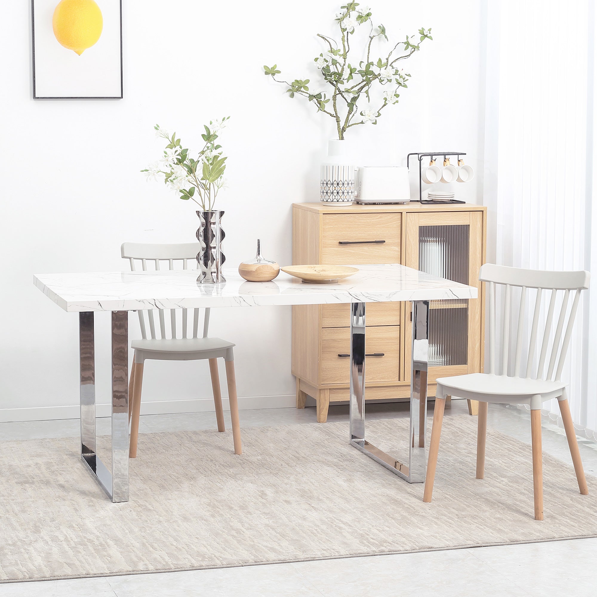 HOMCOM 160 cm Rectangular Dining Table Kitchen Table for 6-8 People