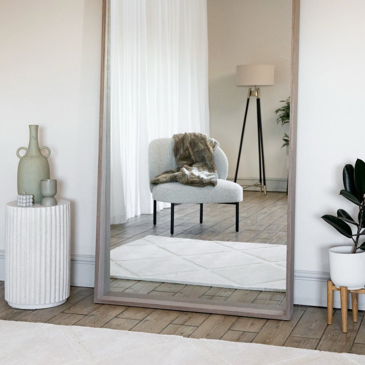 Hanaka - Full Length Walnut Wood Rectangle Mirror - 200cm x 100cm - Zestio