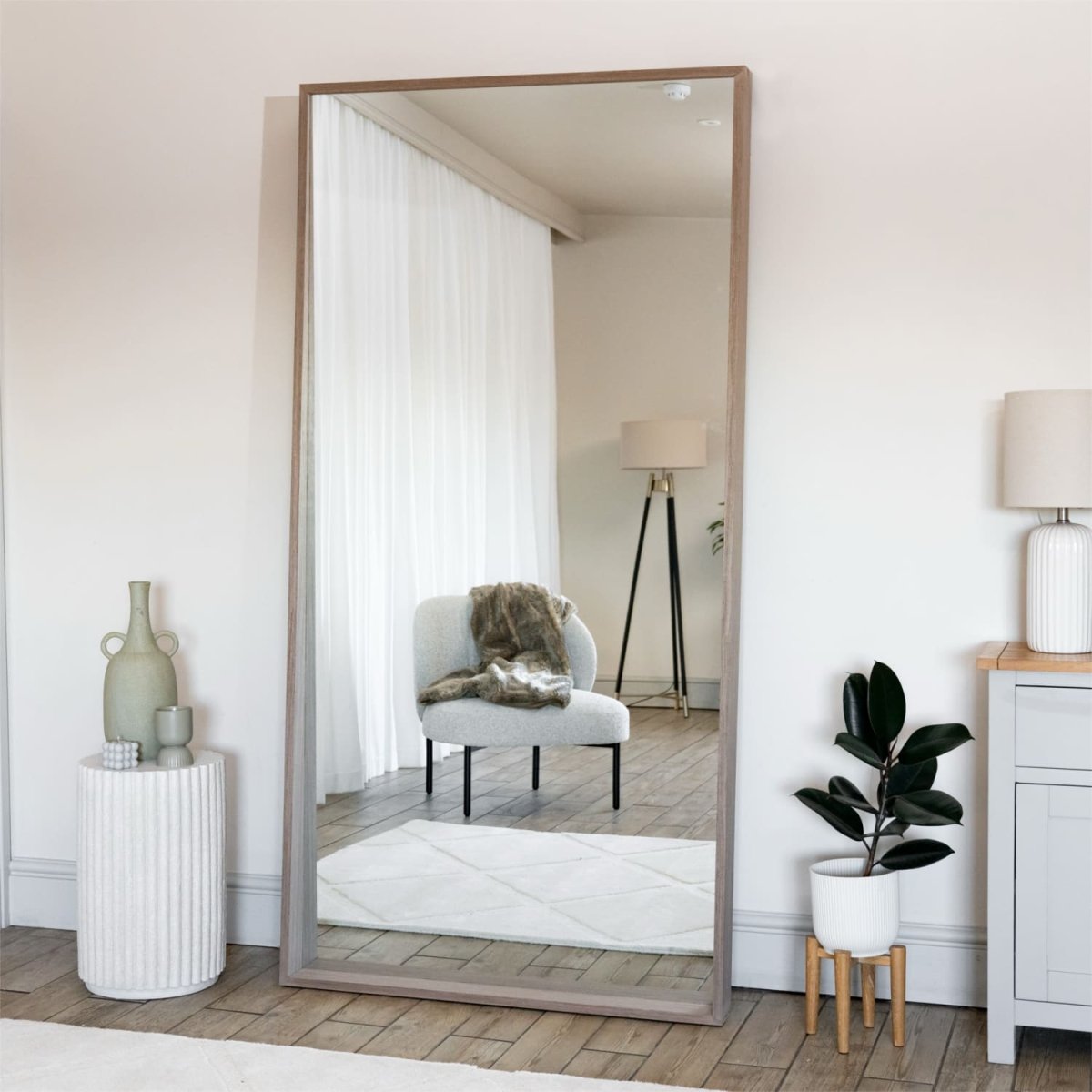 Hanaka - Full Length Walnut Wood Rectangle Mirror - 200cm x 100cm - Zestio