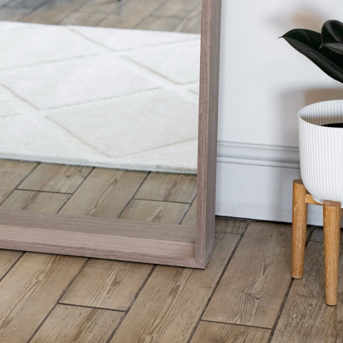 Hanaka - Full Length Walnut Wood Rectangle Mirror - 200cm x 100cm - Zestio