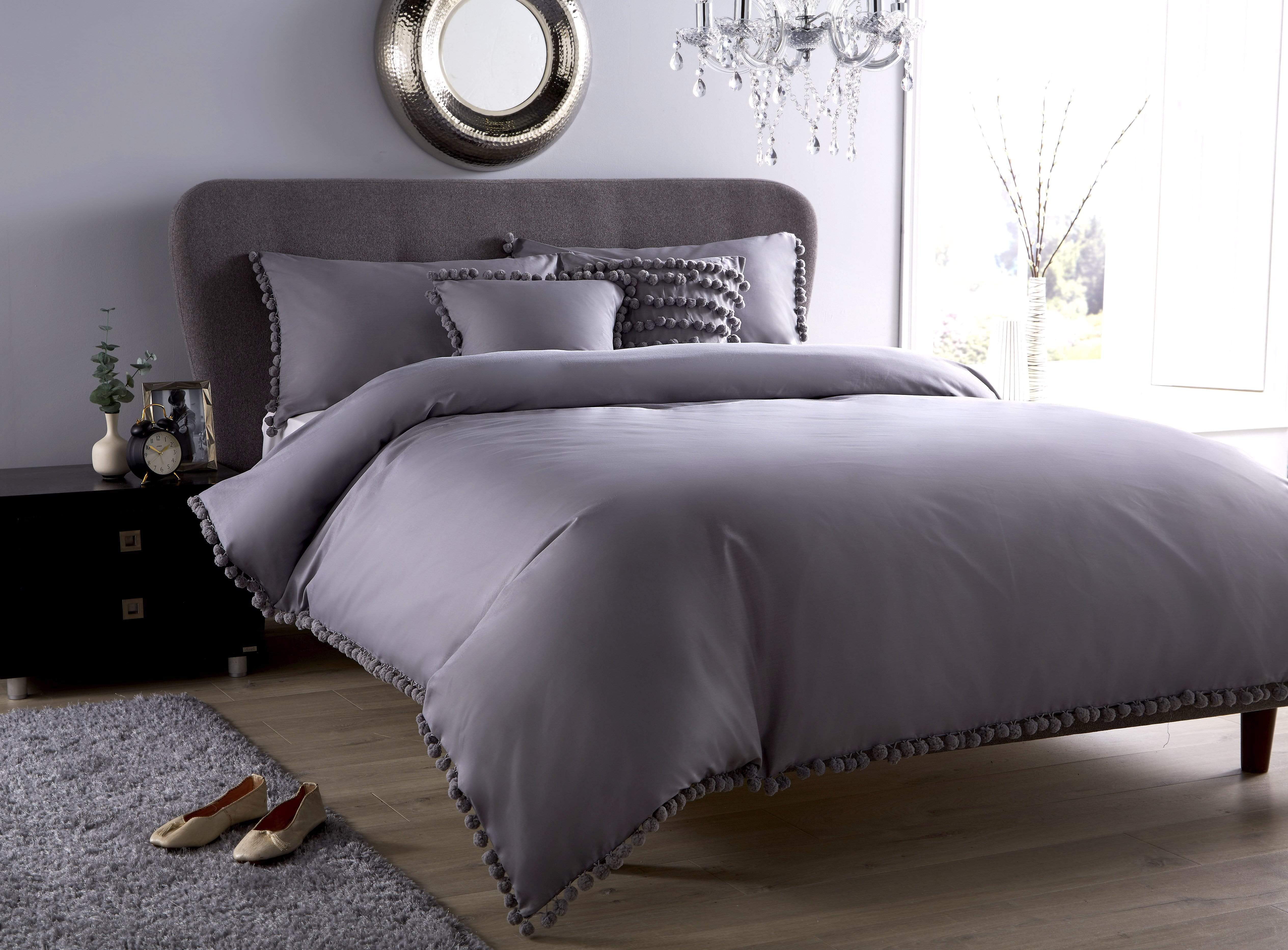 OLIVIA ROCCO Hand Stitched Pom Pom Duvet Set Cotton Rich Bedding In Multiple Sizes And Colours For Master Suites And Guest Rooms