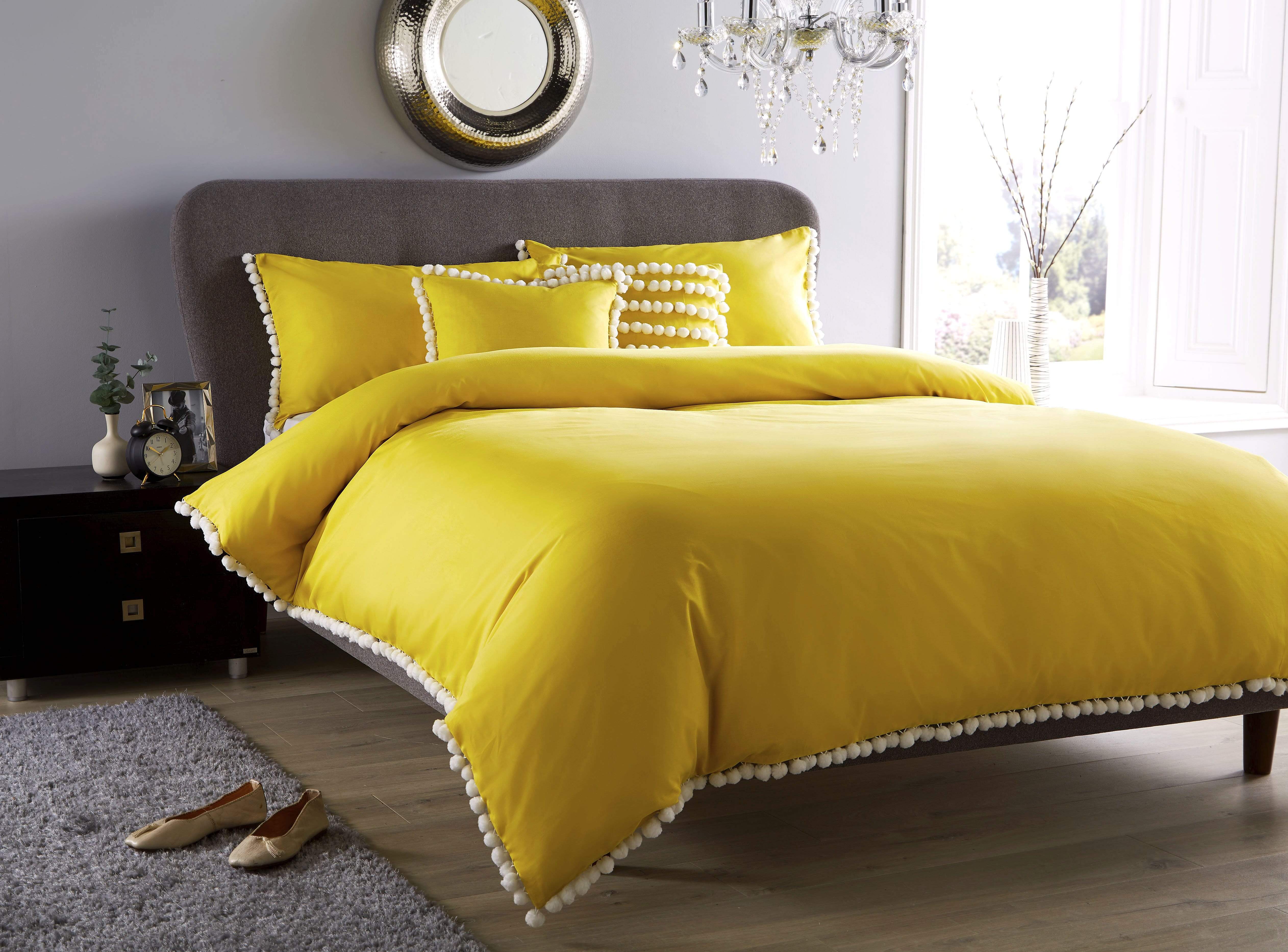 OLIVIA ROCCO Hand Stitched Pom Pom Duvet Set Cotton Rich Bedding In Multiple Sizes And Colours For Master Suites And Guest Rooms