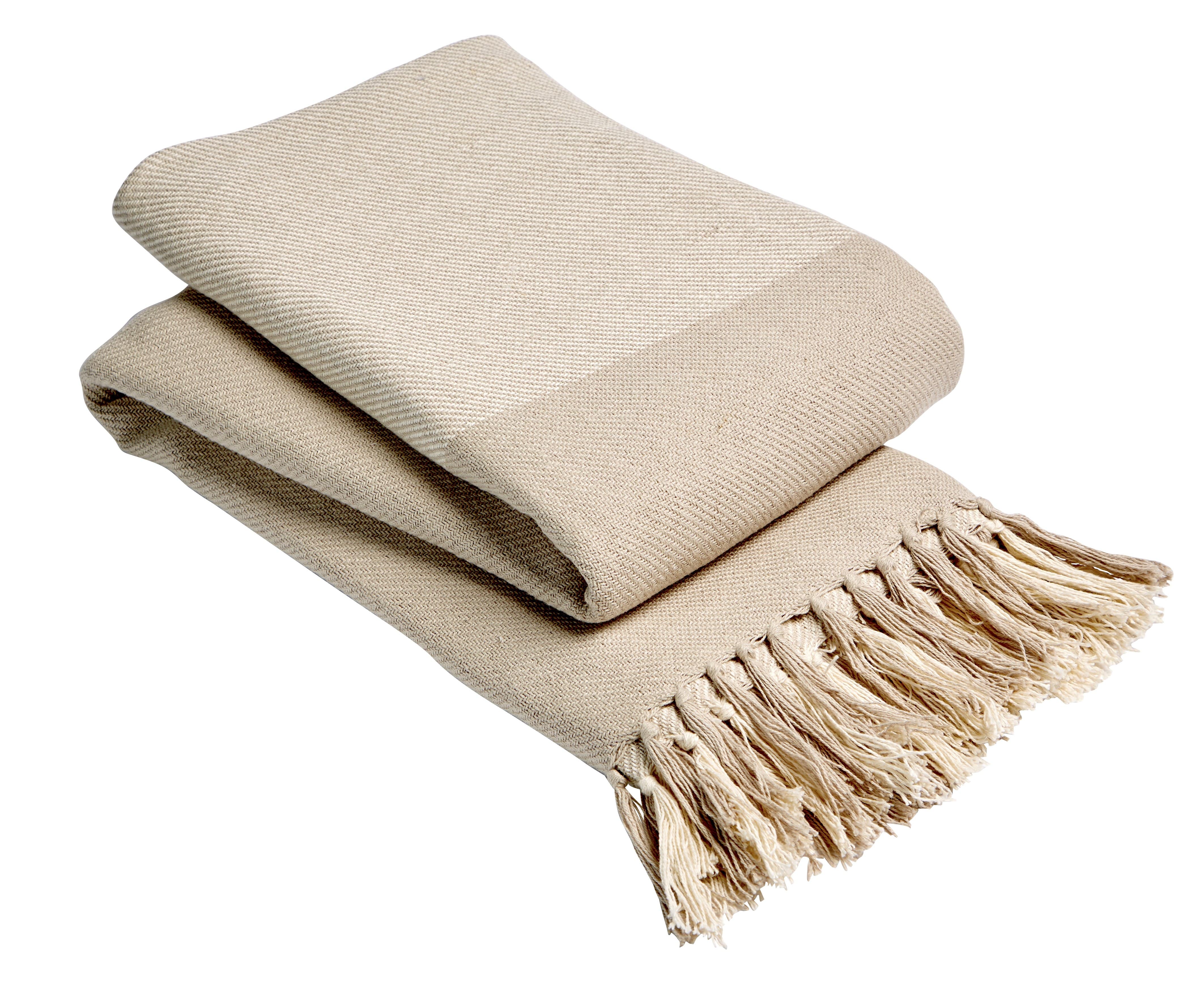 OLIVIA ROCCO Handwoven Large Check Pure Indian Cotton Throw Blanket With Tassels Eco Friendly Home Decor Multiple Sizes Available